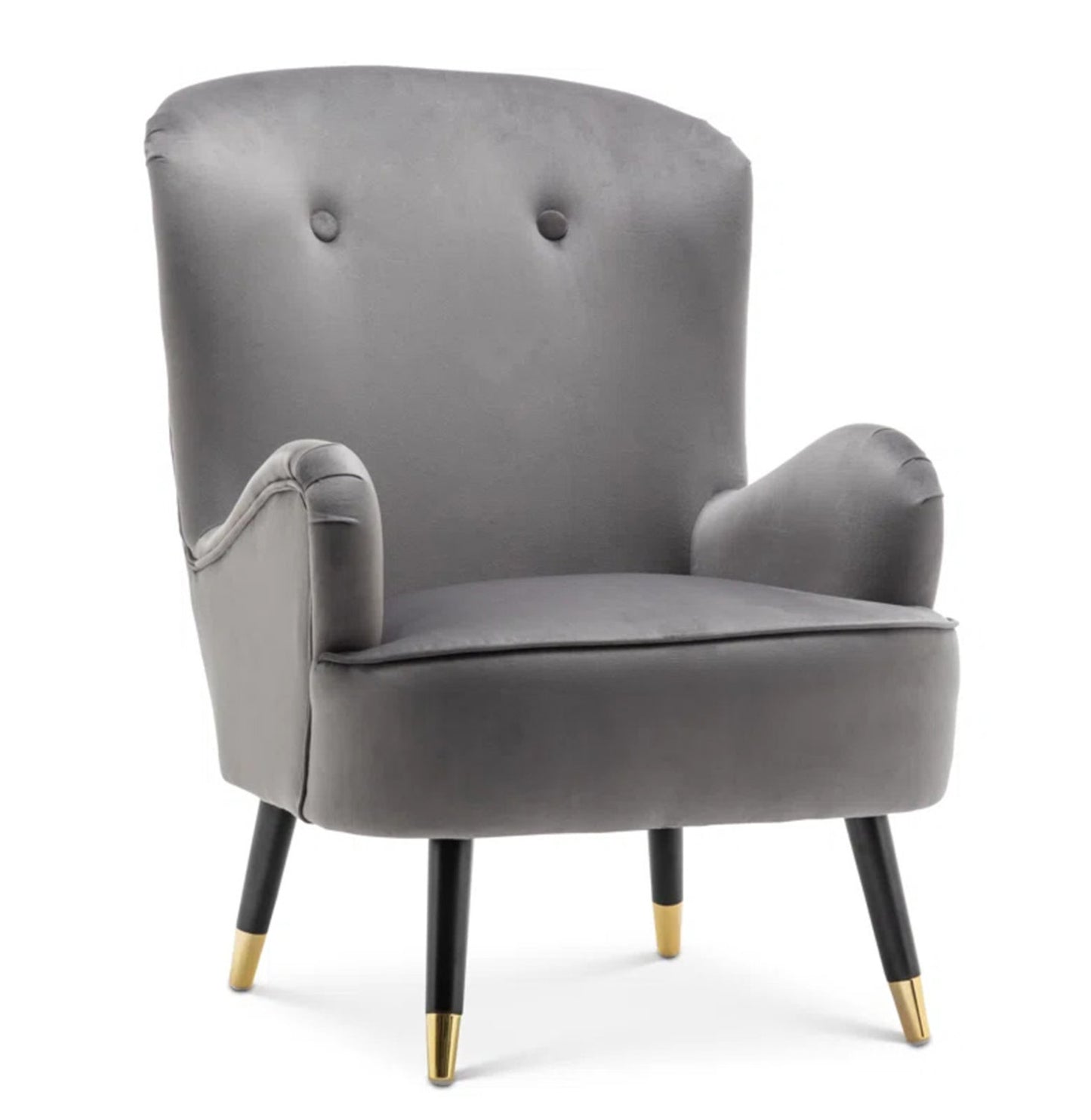 Velvet Barrel Chair With Ottoman Footrest Grey