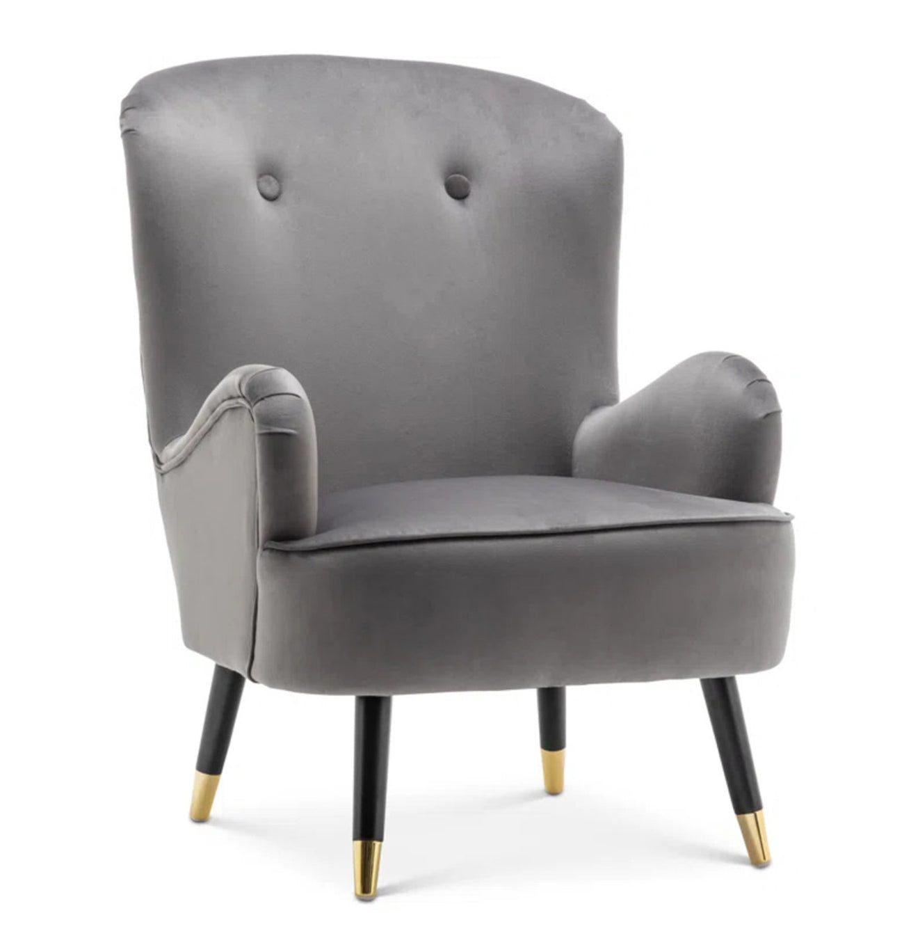 Velvet Barrel Chair With Ottoman Footrest Grey