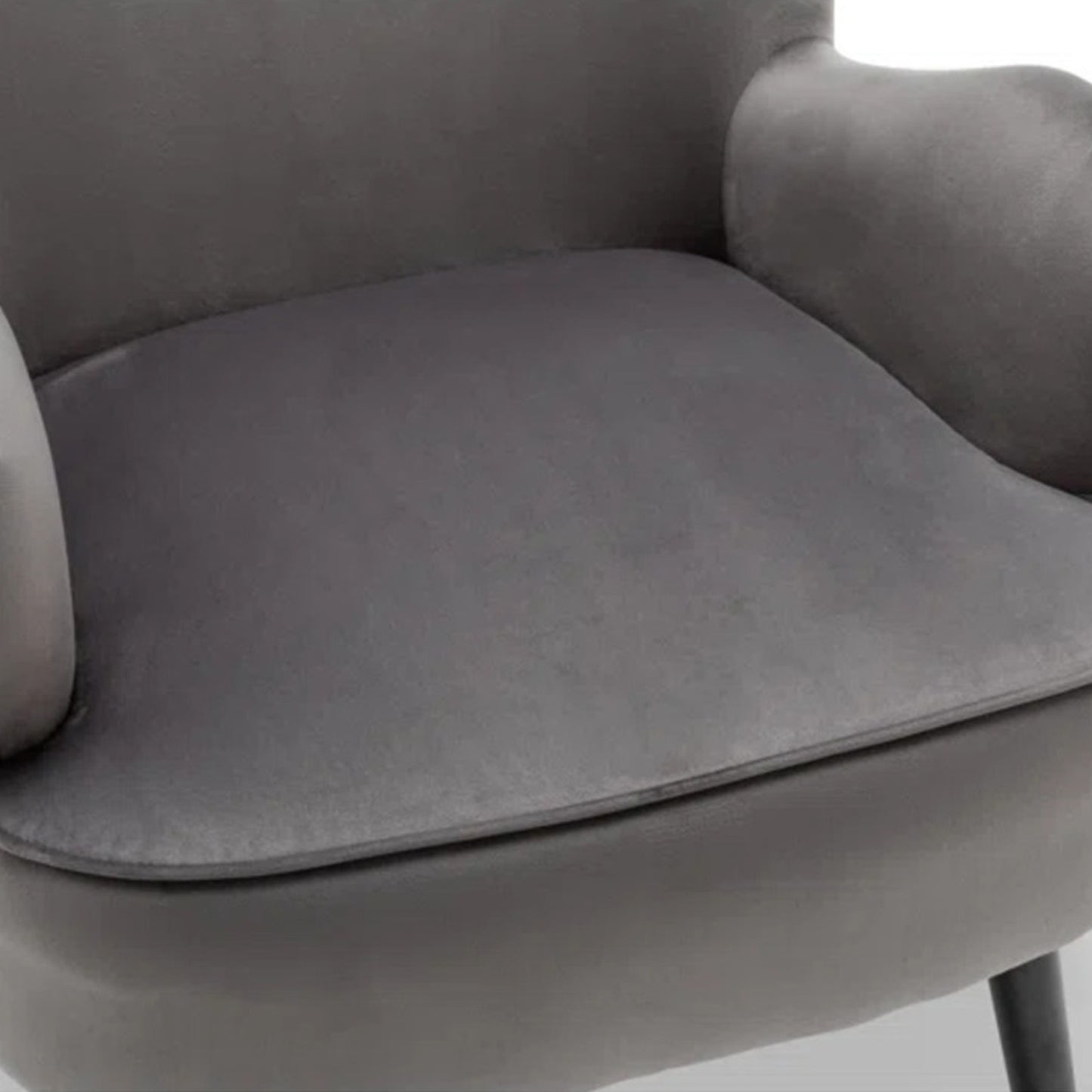 Velvet Barrel Chair With Ottoman Footrest Grey