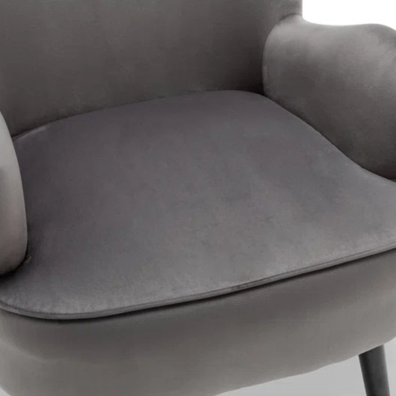 Velvet Barrel Chair With Ottoman Footrest Grey