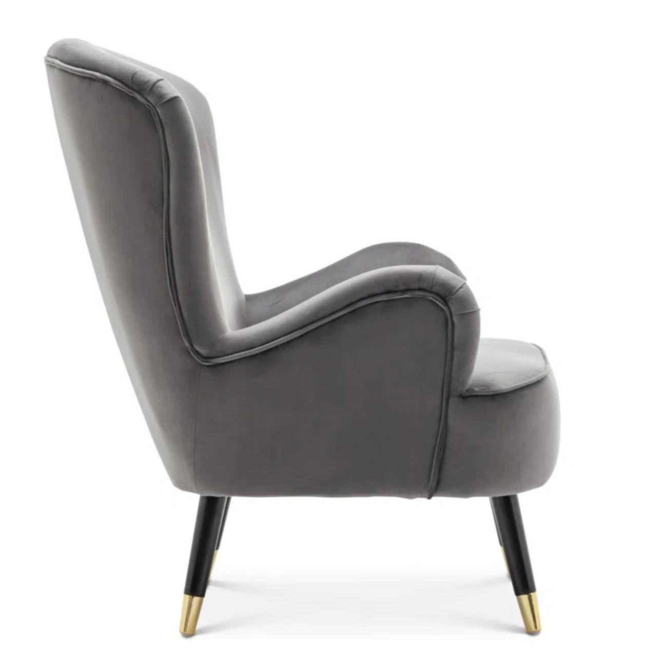 Velvet Barrel Chair With Ottoman Footrest Grey