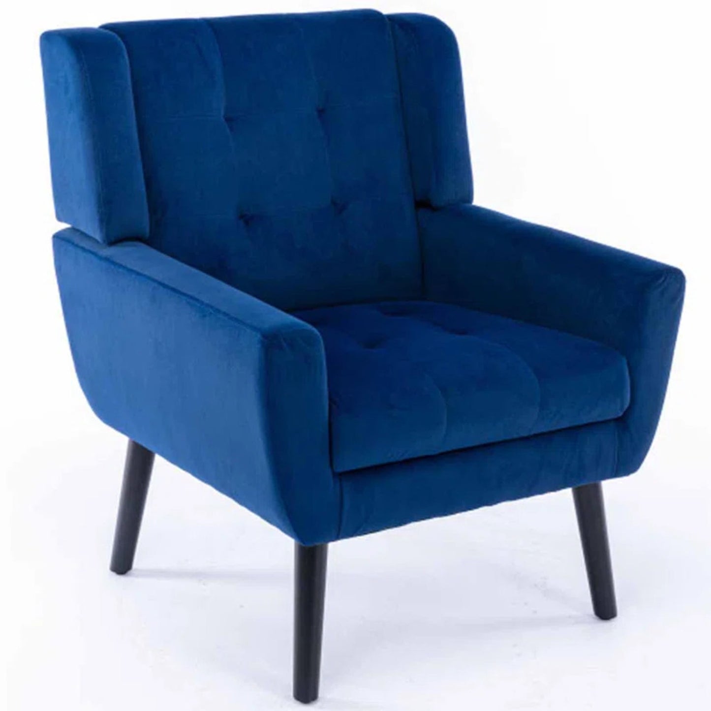 Luxurious Double Cushion Velvet Chair Blue