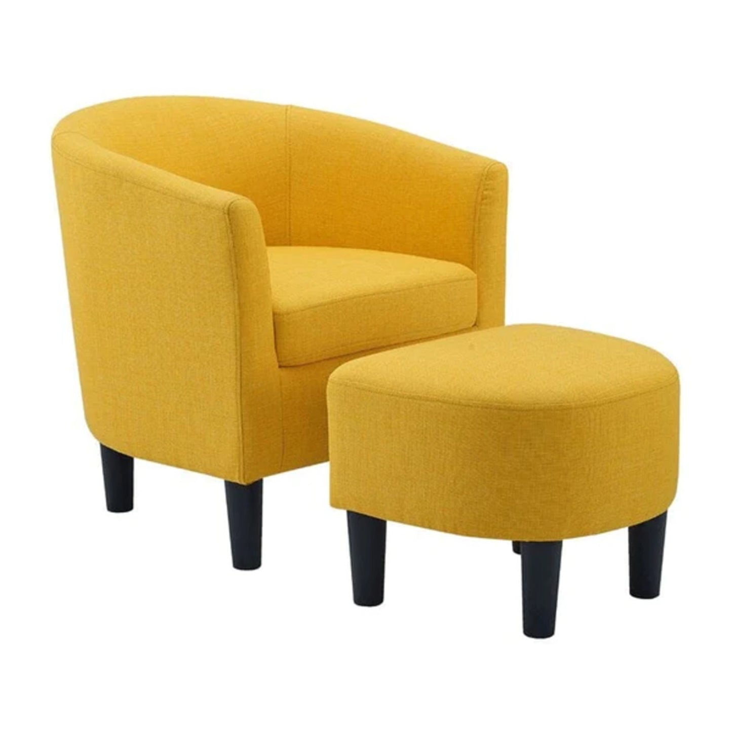 Sleek Accent Chairs With Ottomans Footrest Yellow