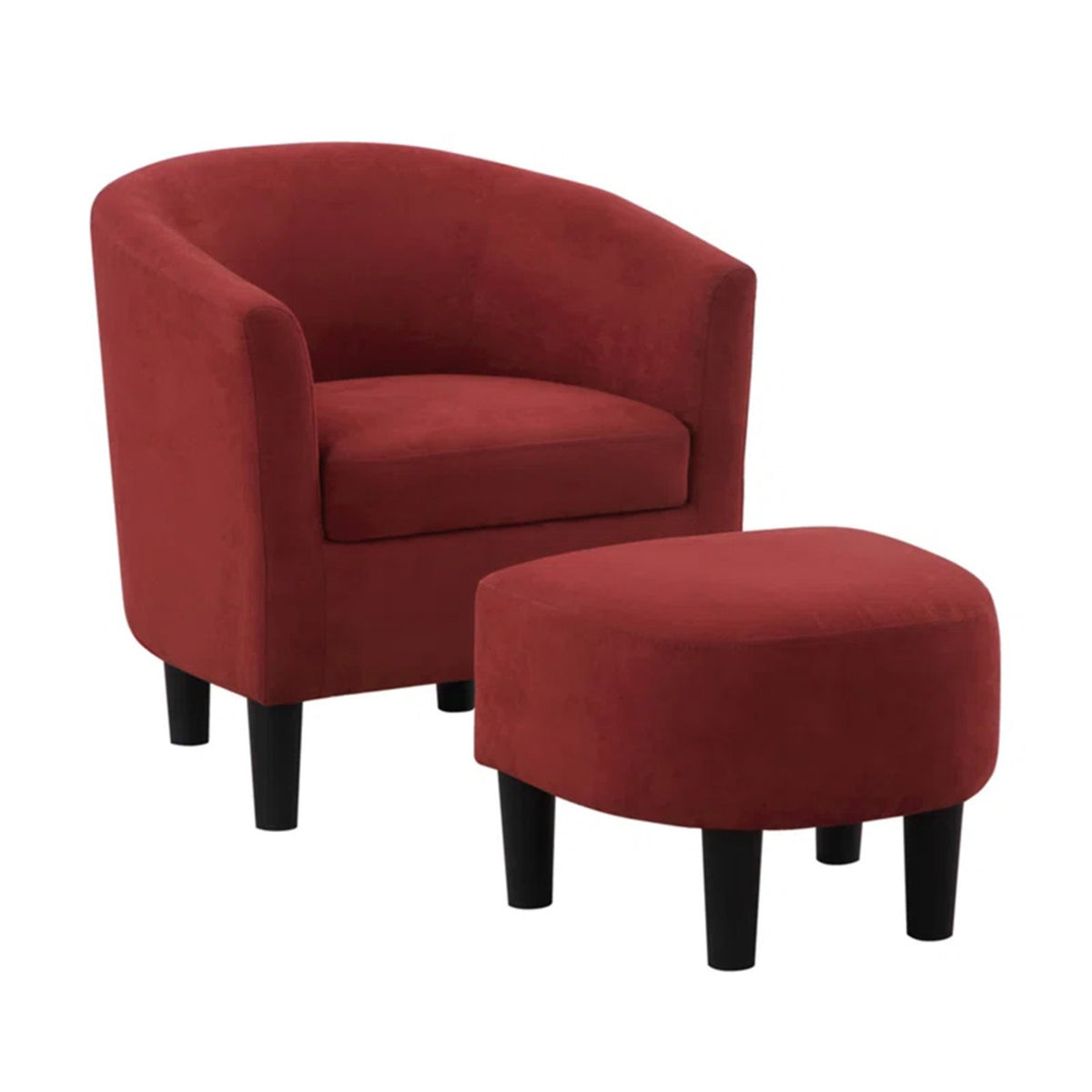 Sleek Accent Chairs With Ottomans Footrest Red