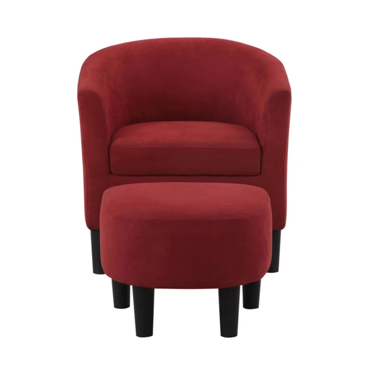 Sleek Accent Chairs With Ottomans Footrest Red