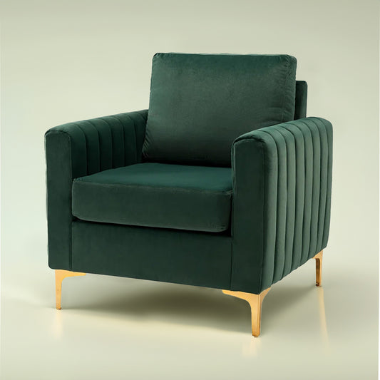 Luxurious Velvet Accent Chair Gold Green