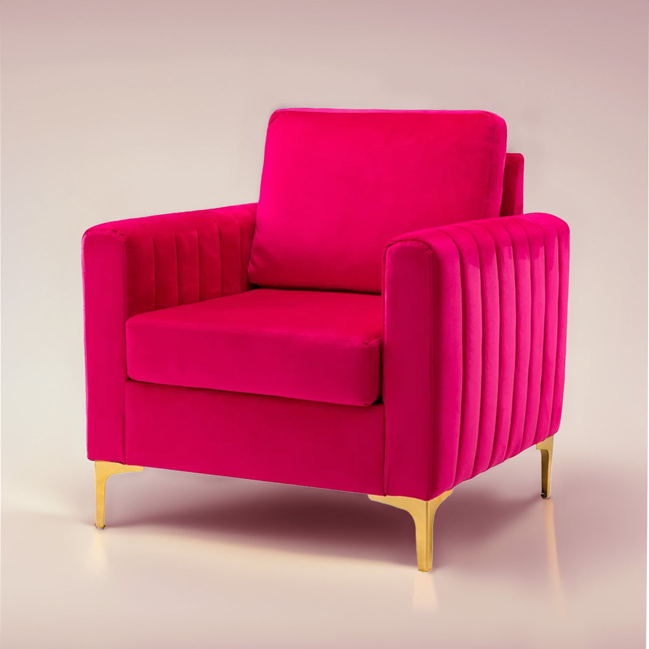 Luxurious Velvet Accent Chair Gold Hot Pink