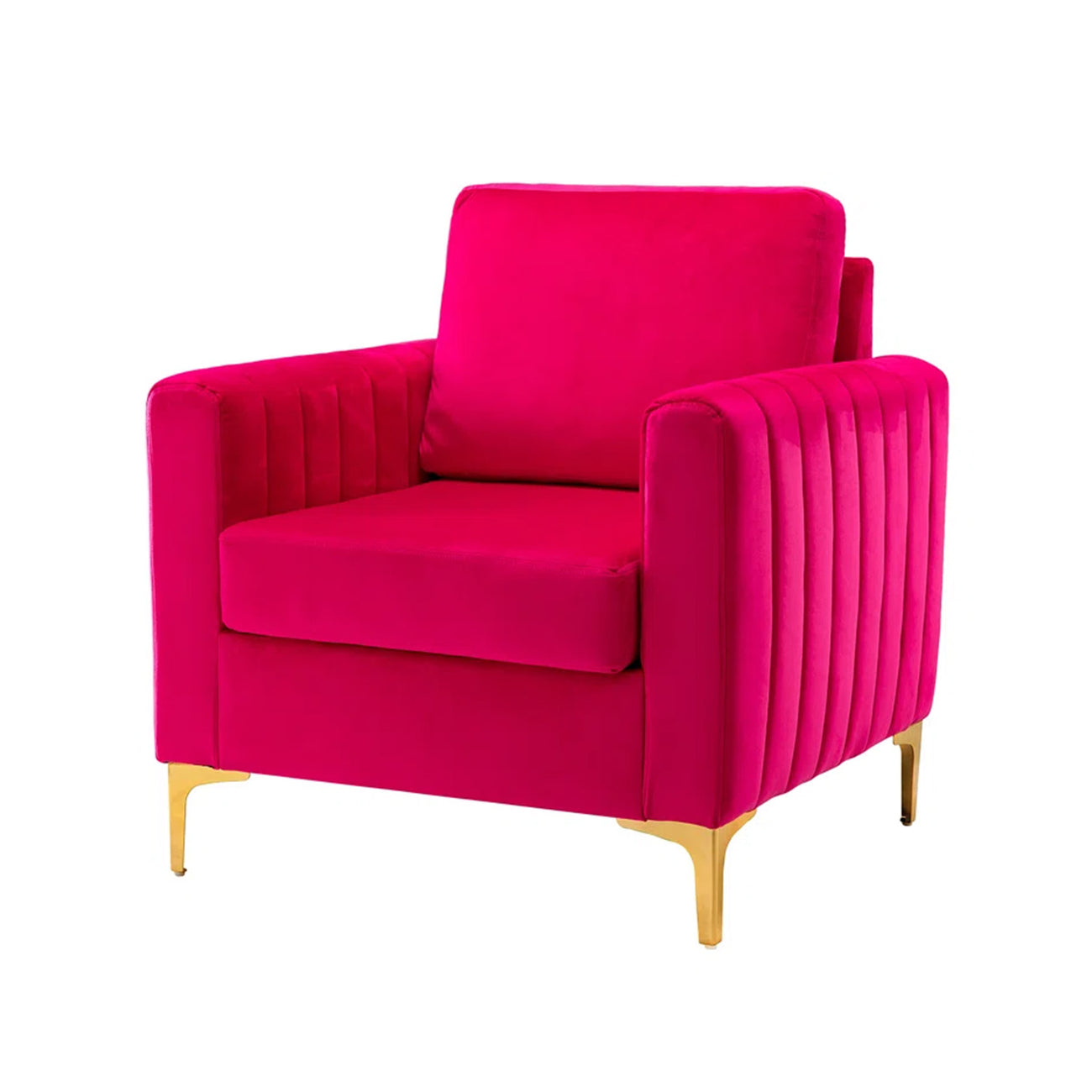 Luxurious Velvet Accent Chair Gold Hot Pink