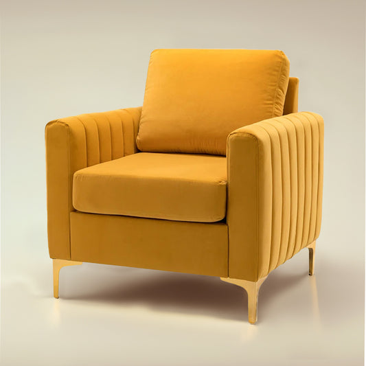 Luxurious Velvet Accent Chair Gold Mustard