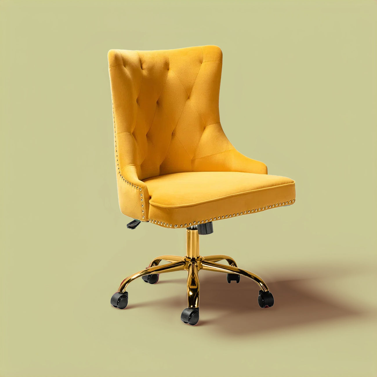 Velvet Tufted Boss Office Chair with Smooth Mobility– Yellow|Nestroots | Nestroots