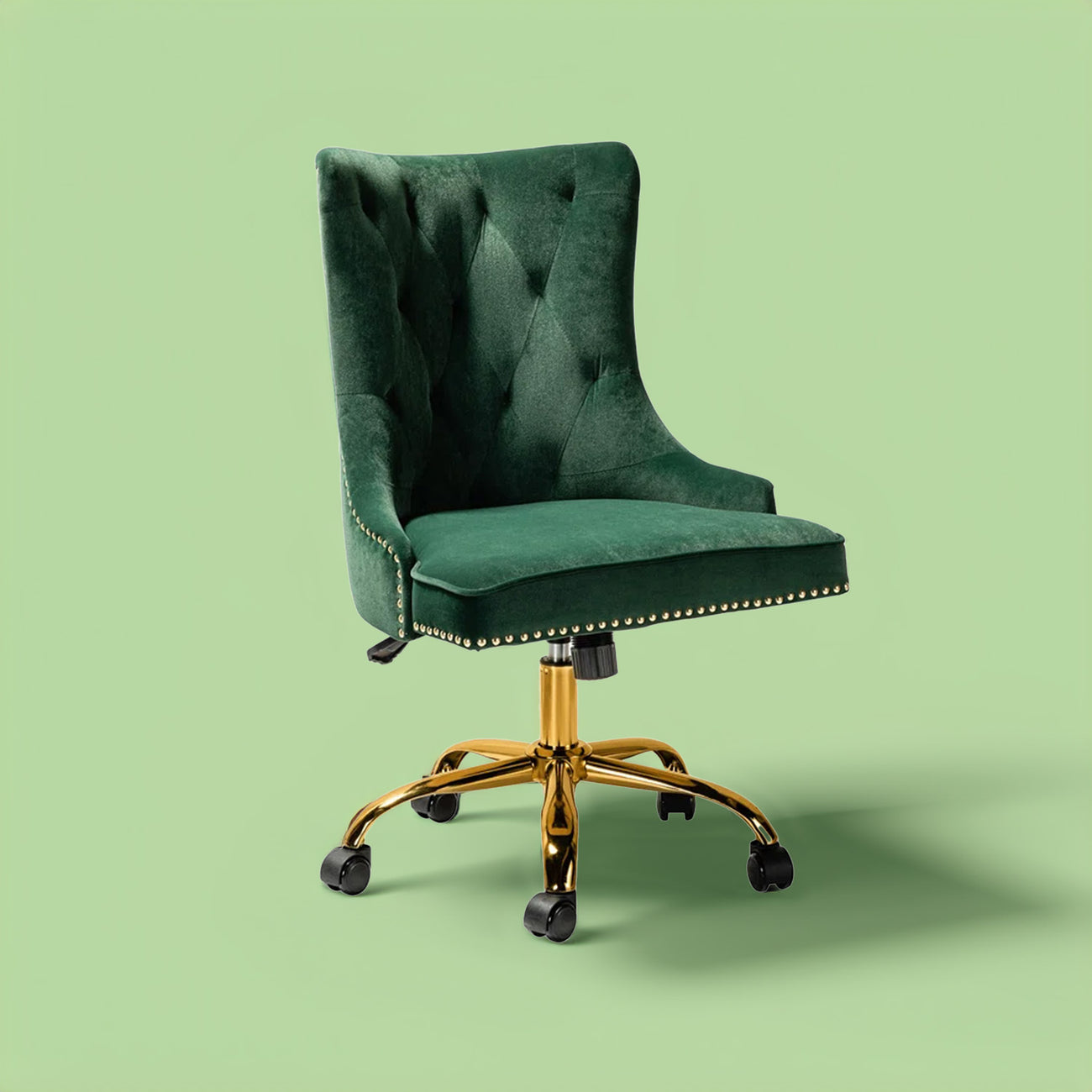 Boss Velvet Tufted Office Chair With Wheels Green – Nestroots
