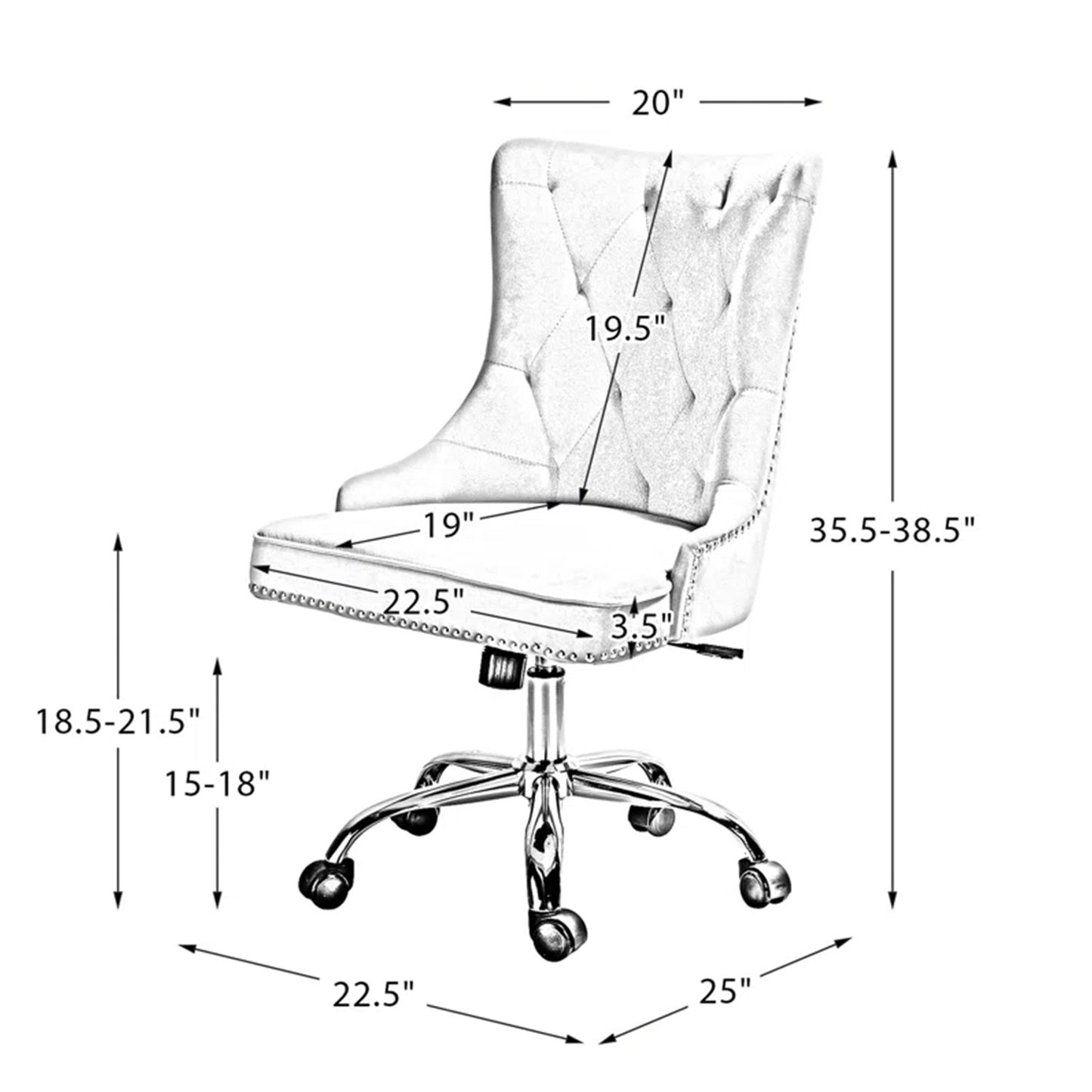 Boss Velvet Tufted Office Chair With Wheels Pink