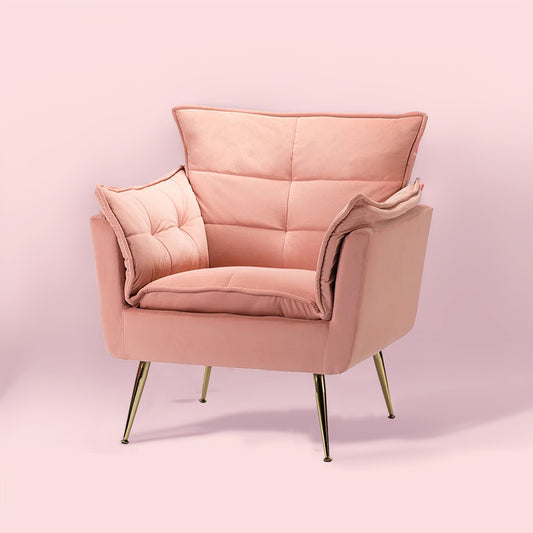 Elegant Chaise Velvet Accent Chair Pink