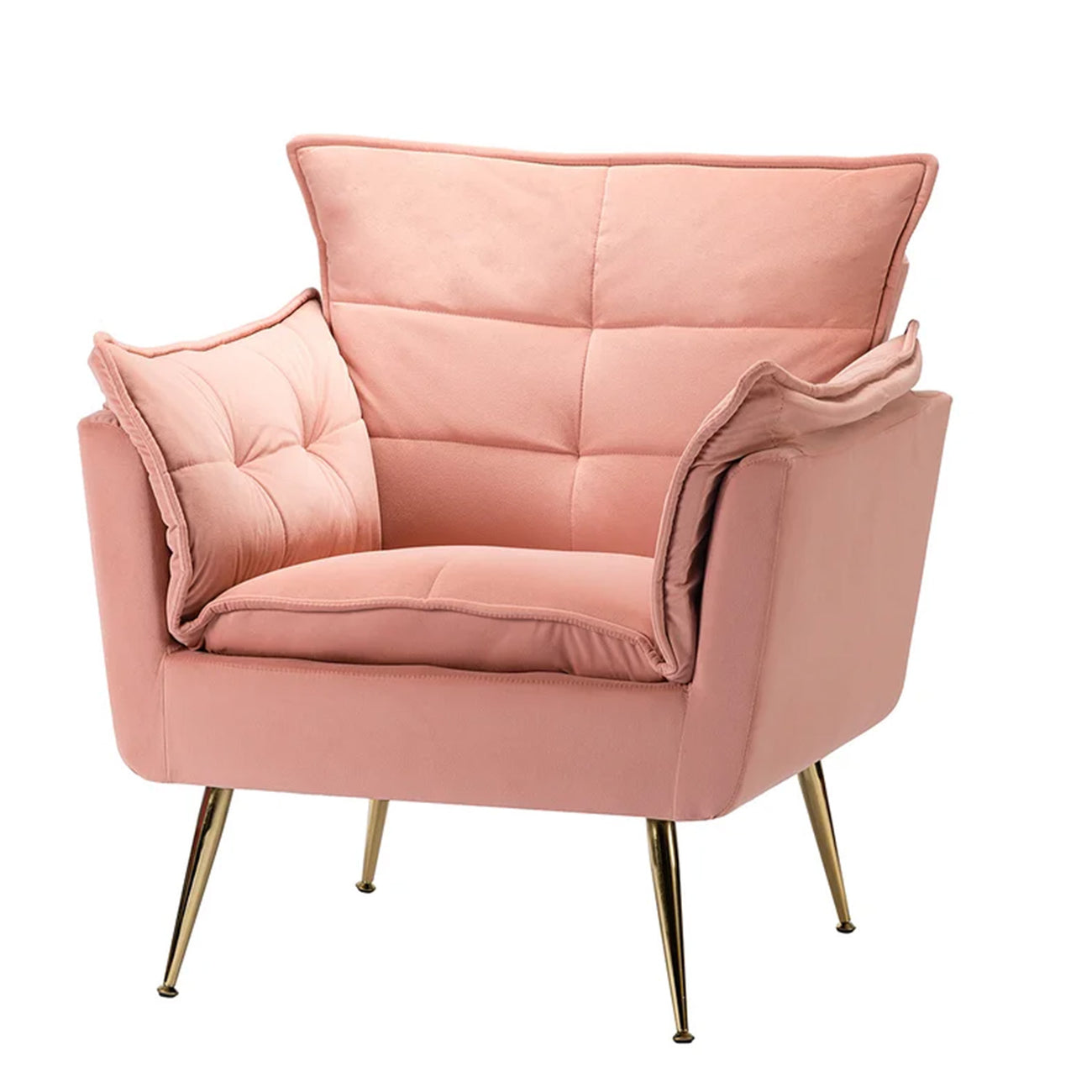 Elegant Chaise Velvet Accent Chair Pink
