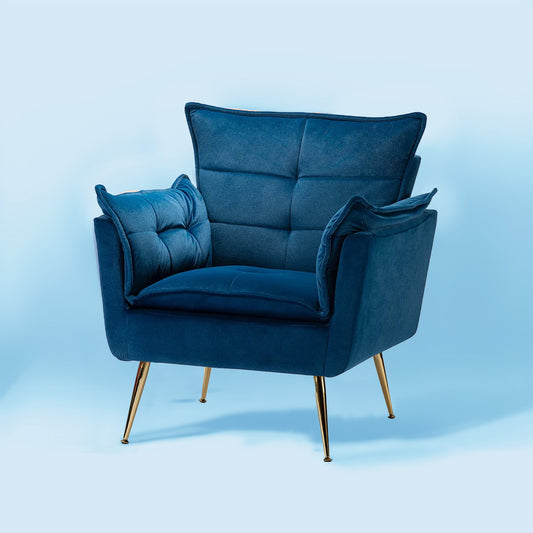 Elegant Chaise Velvet Accent Chair Blue