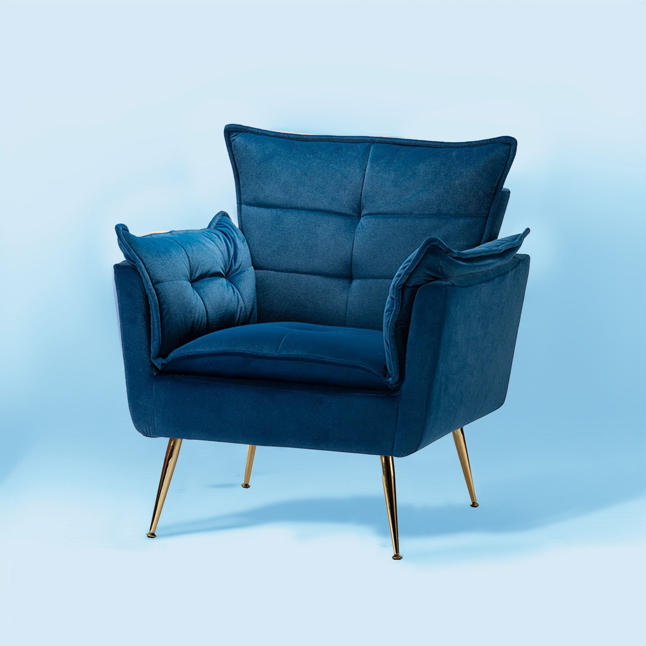 Elegant Chaise Velvet Accent Chair Blue