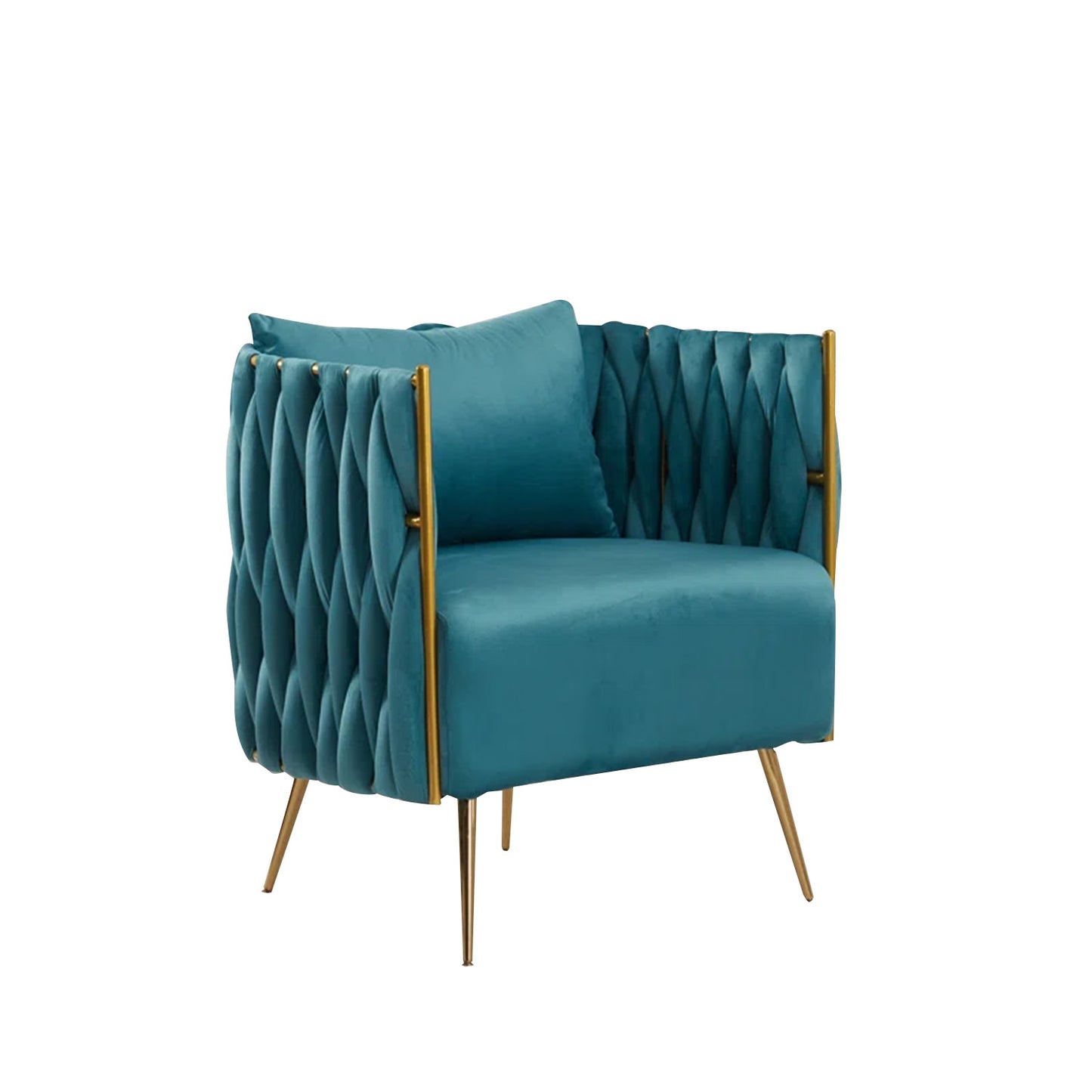 Opulent Velvet Majesty Accent Chair With Ottoman Footrest Teal