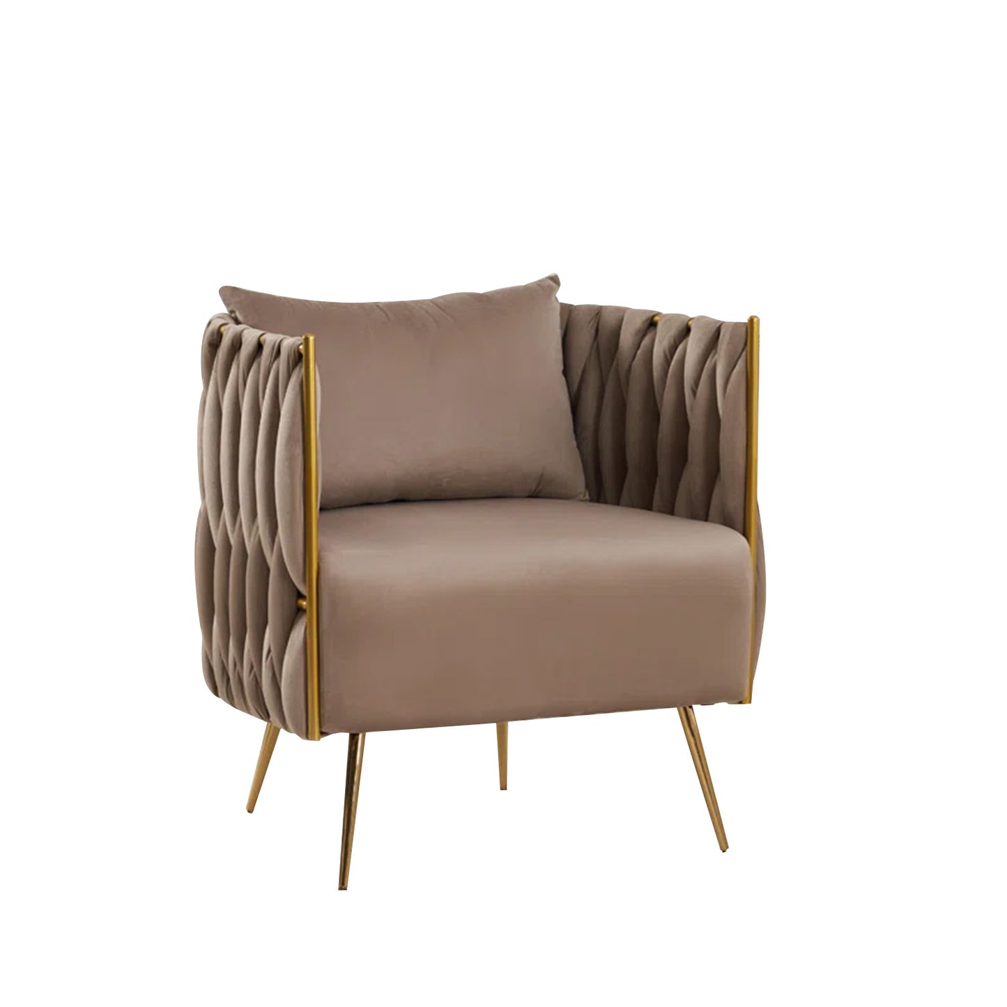 Opulent Velvet Majesty Accent Chair With Ottoman Footrest Brown