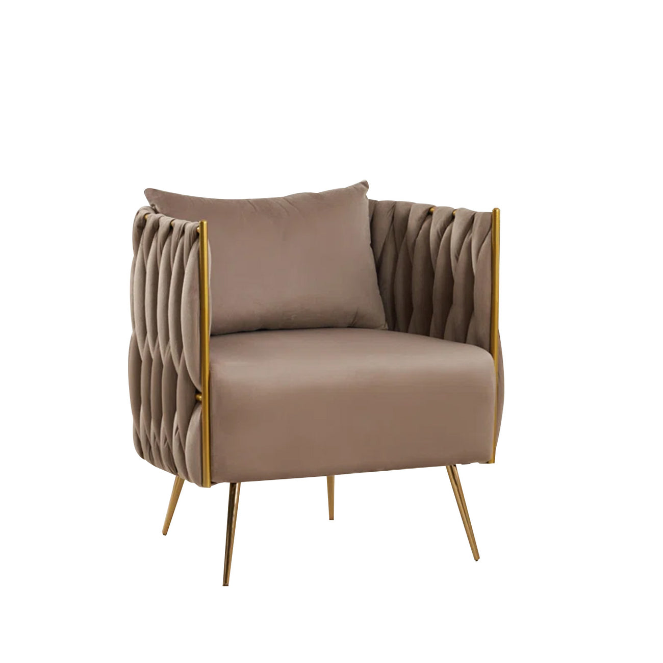Opulent Velvet Majesty Accent Chair With Ottoman Footrest Brown