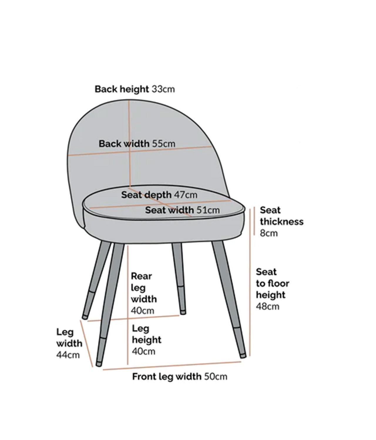 Minimalist Velvet Dining Table Chair Orange