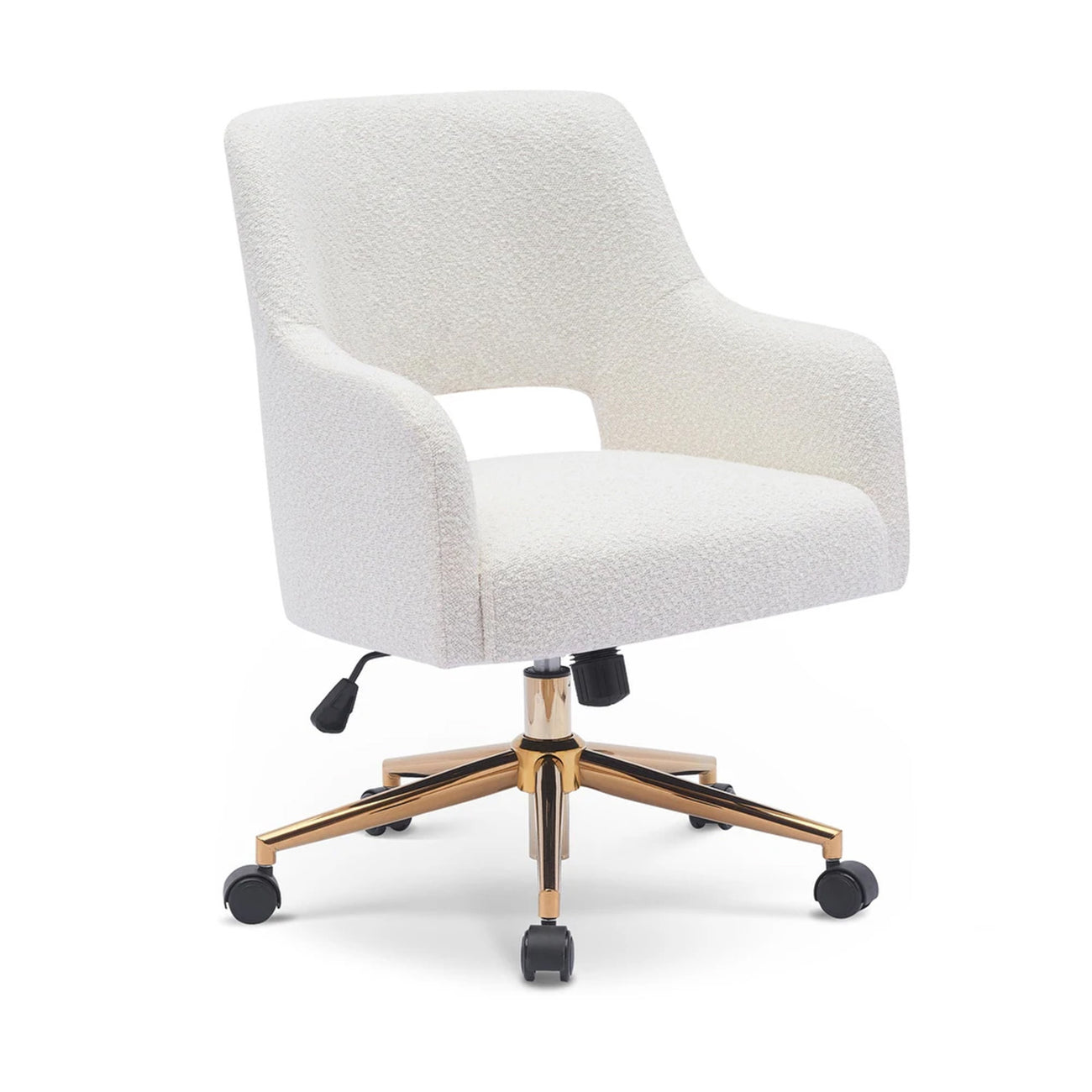 Cream desk chair with wheels discount