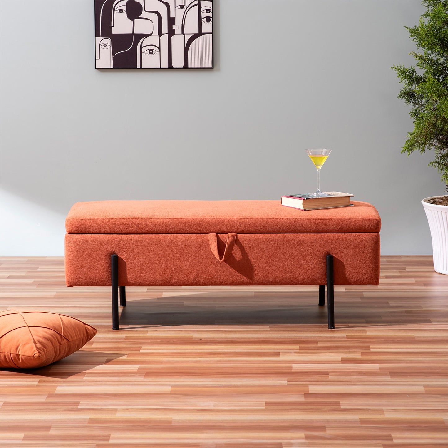 Bold Orange Storage Bench Functional Flair