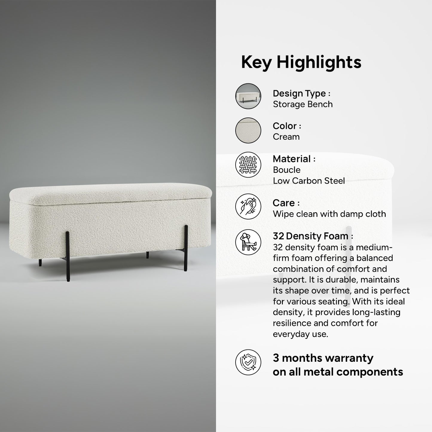 Beige Bliss Storage Bench