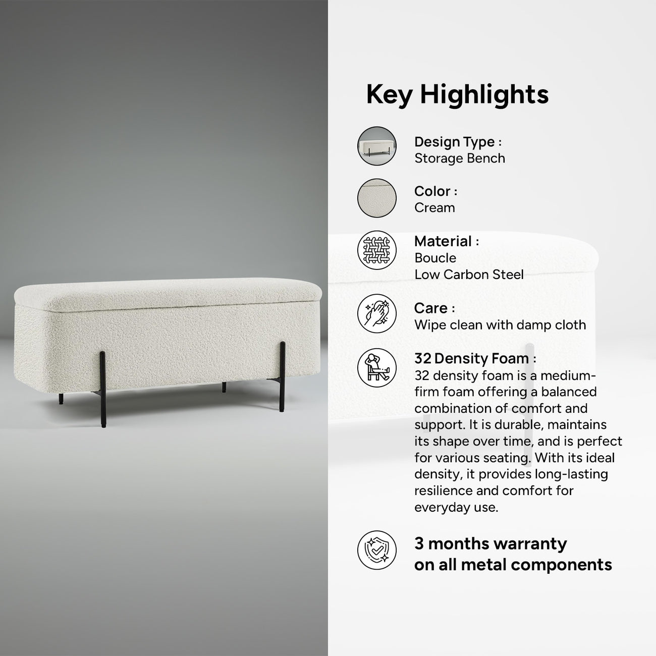 Beige Bliss Storage Bench