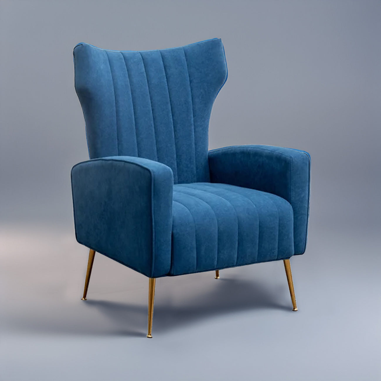 Luxurious Velvet Accent Chair Blue Color