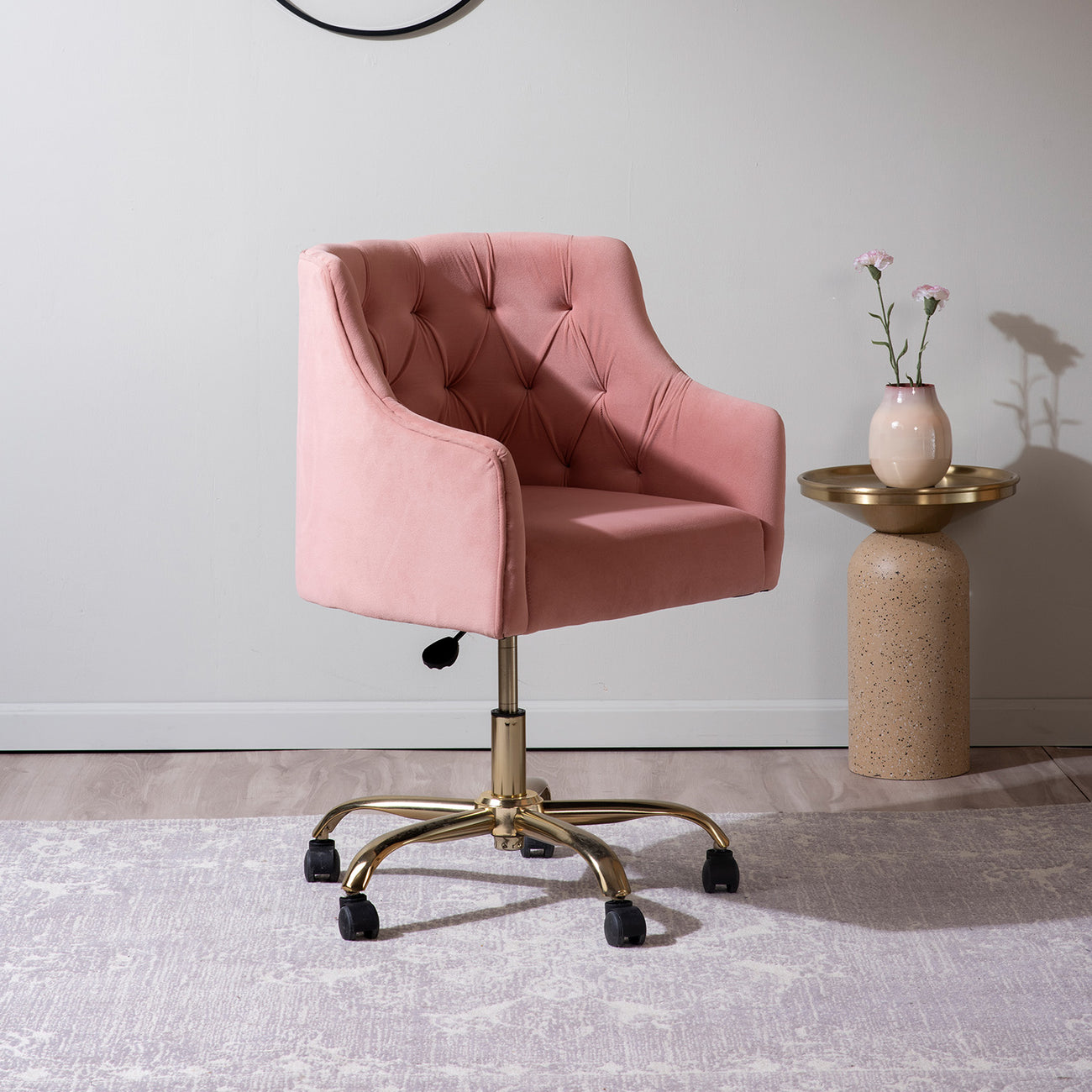 Sophisticated Velvet Office Chair Pink