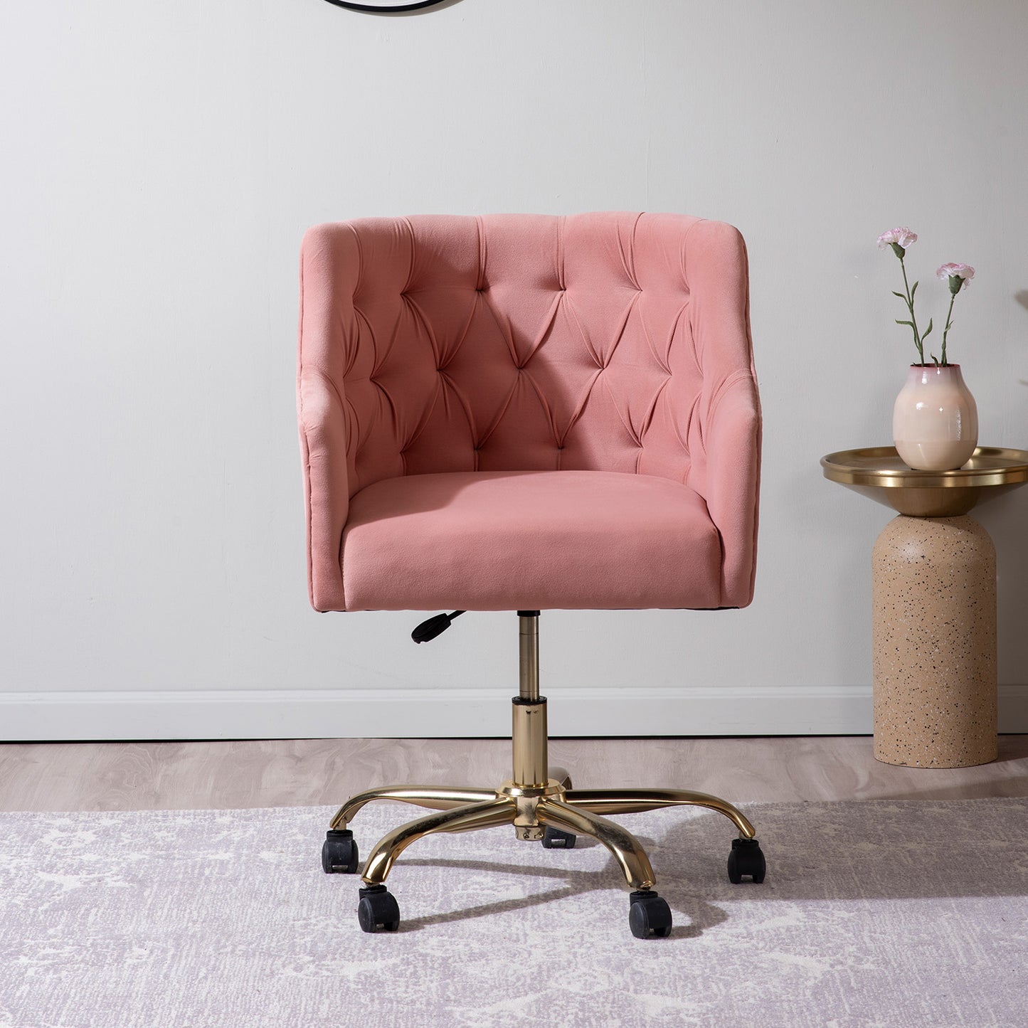 Sophisticated Velvet Office Chair Pink