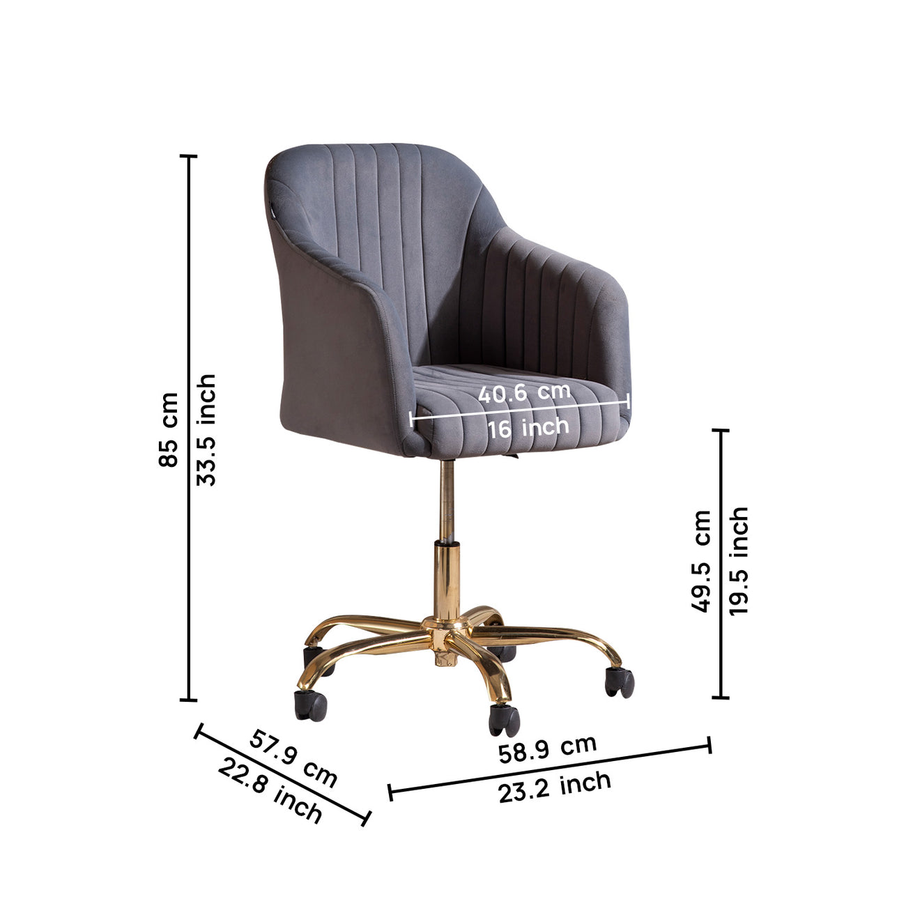 Luxurious Velvet Office Designer Chair Light Grey