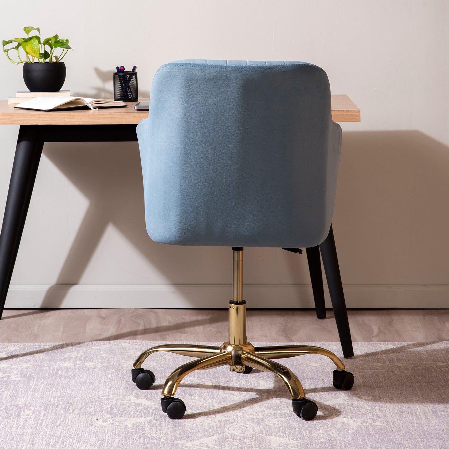 Luxurious Velvet Office Designer Chair Light Blue