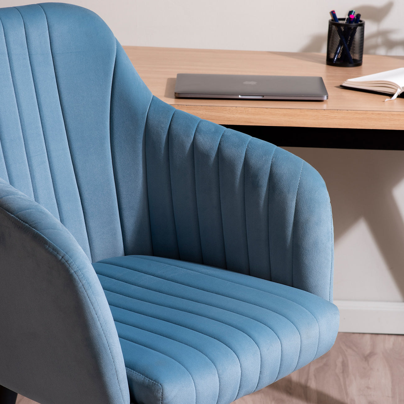 Luxurious Velvet Office Designer Chair Light Blue