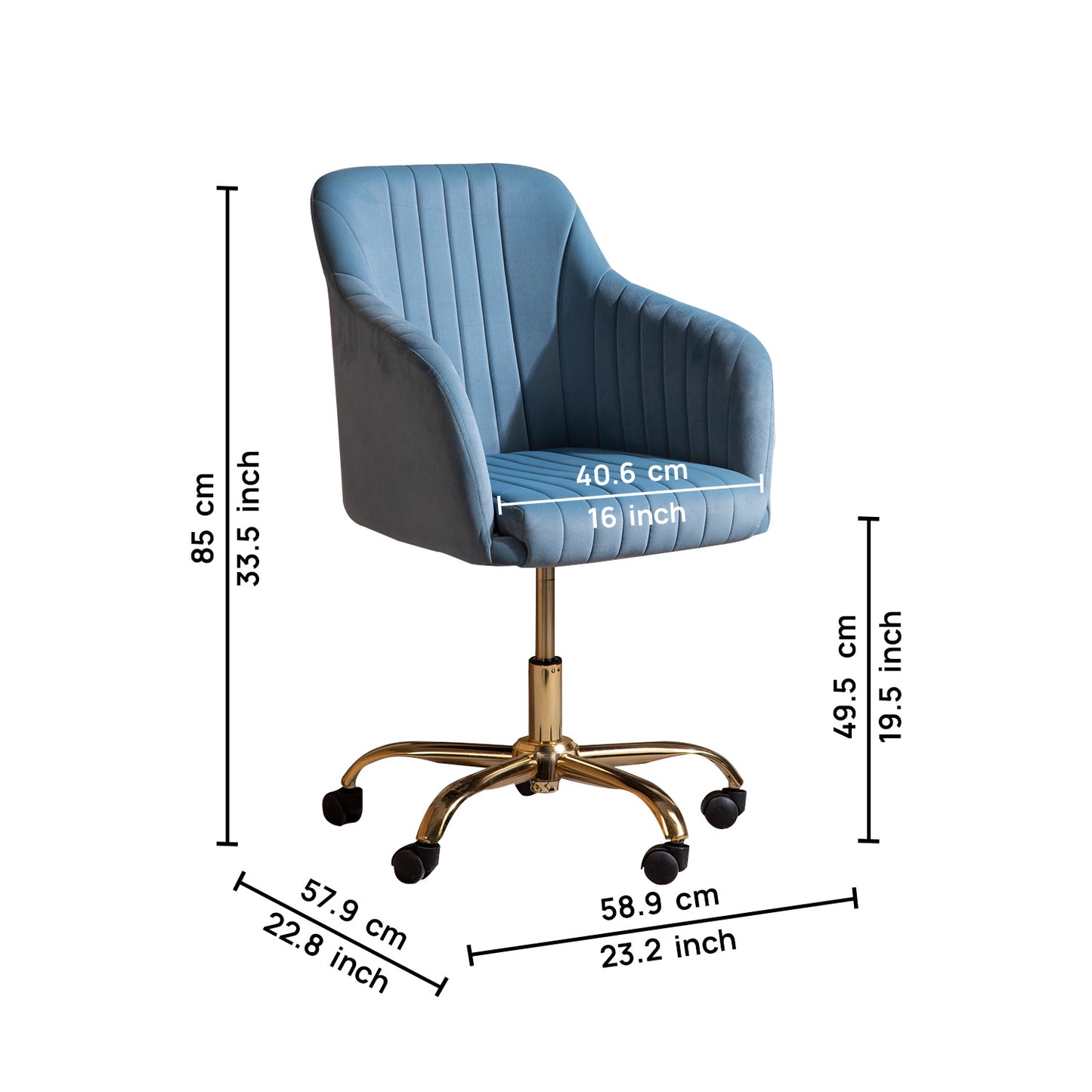 Luxurious Velvet Office Designer Chair Light Blue