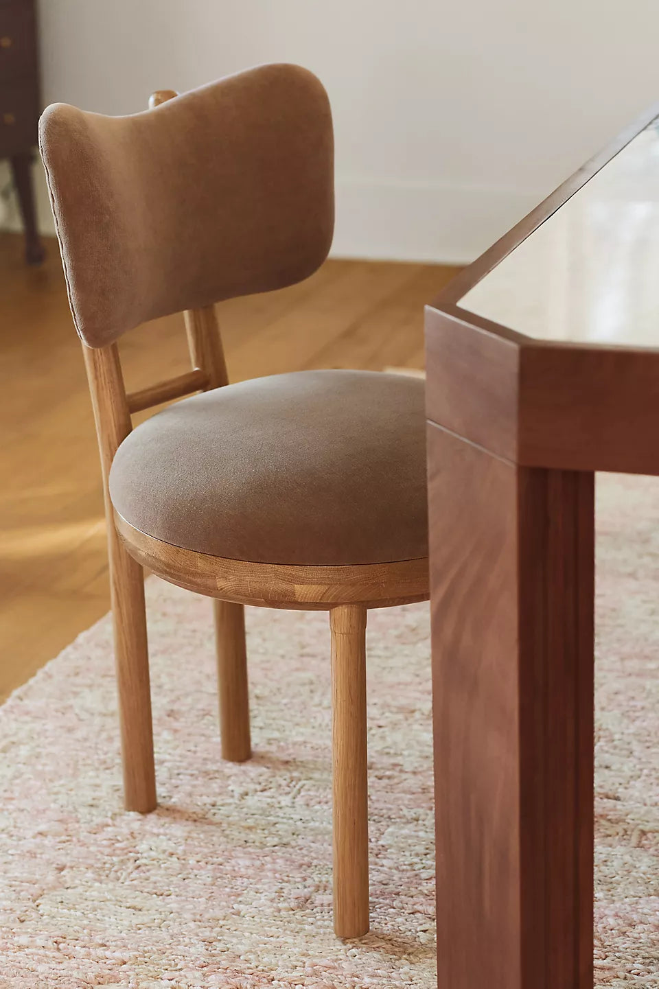 Irie Velvet Oak Wood Taupe Dining Chair