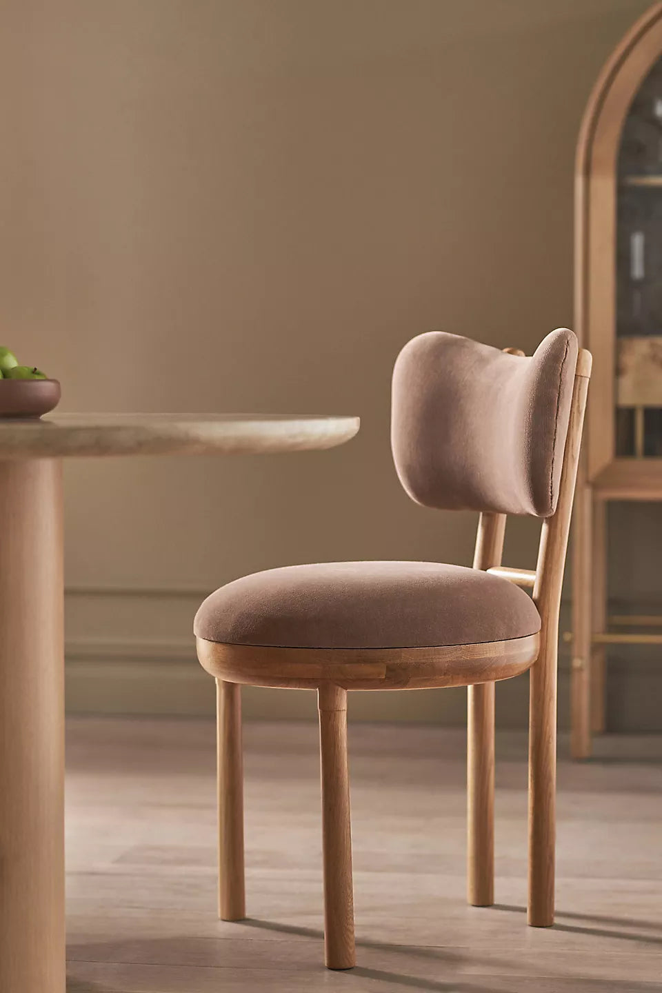 Irie Velvet Oak Wood Taupe Dining Chair
