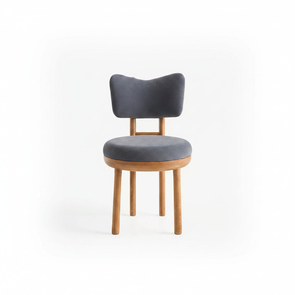 Irie Velvet Oak Wood Grey Dining Chair