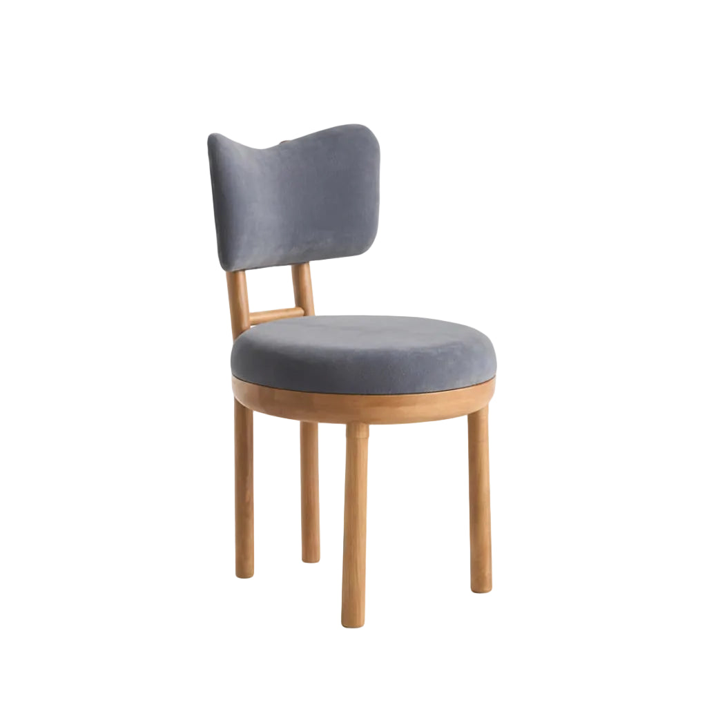 Irie Velvet Oak Wood Grey Dining Chair