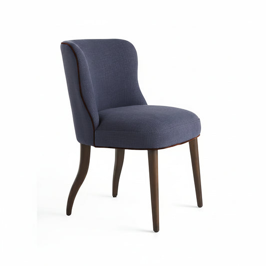 Meryl Linen Walnut Navy Dining Chair