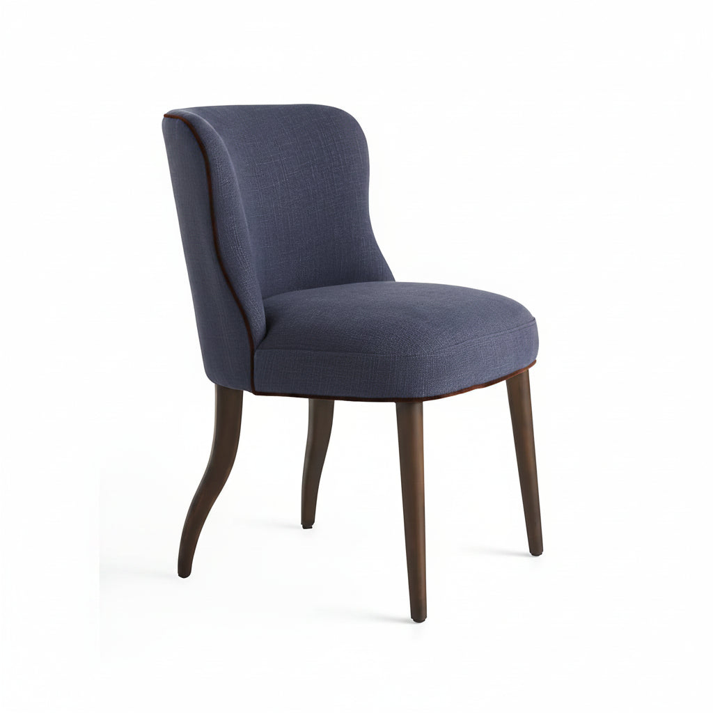 Meryl Linen Walnut Navy Dining Chair