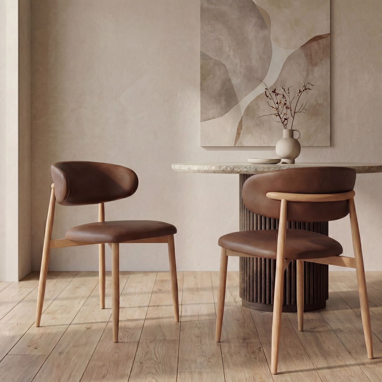 Halston Dining Chair Vintage Tan & Oak