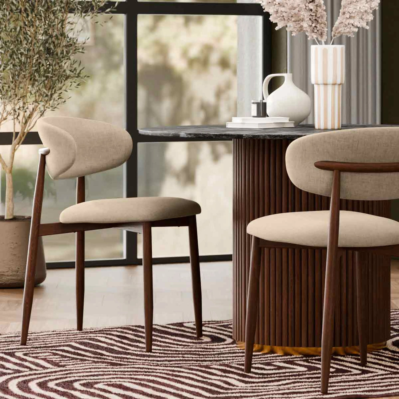 Halston Dining Chair Latte & Walnut