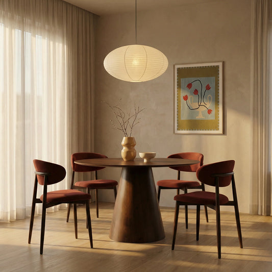Halston Dining Chair Rust Red & Walnut