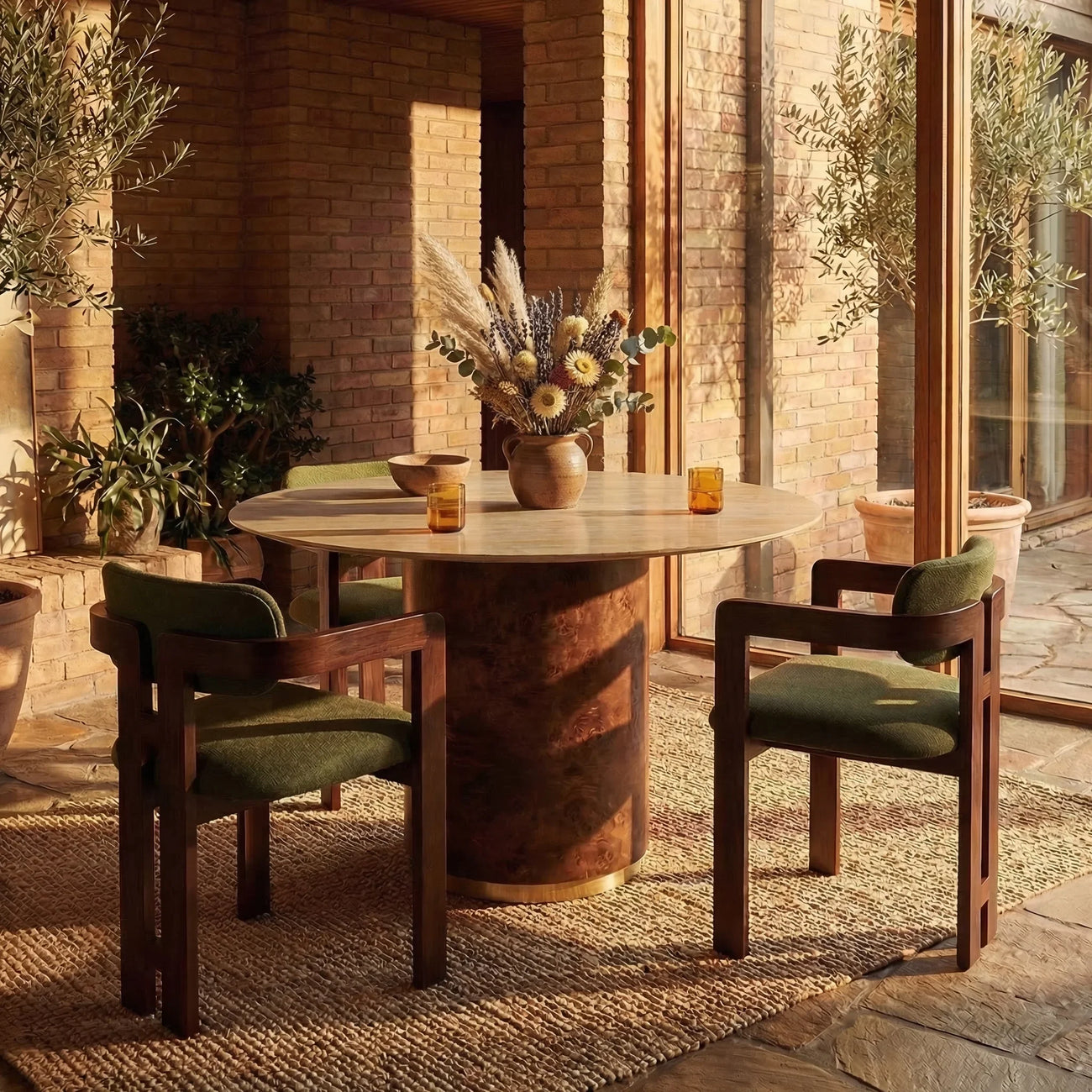 Hallie Wooden Carver Dining Chair Moss Green