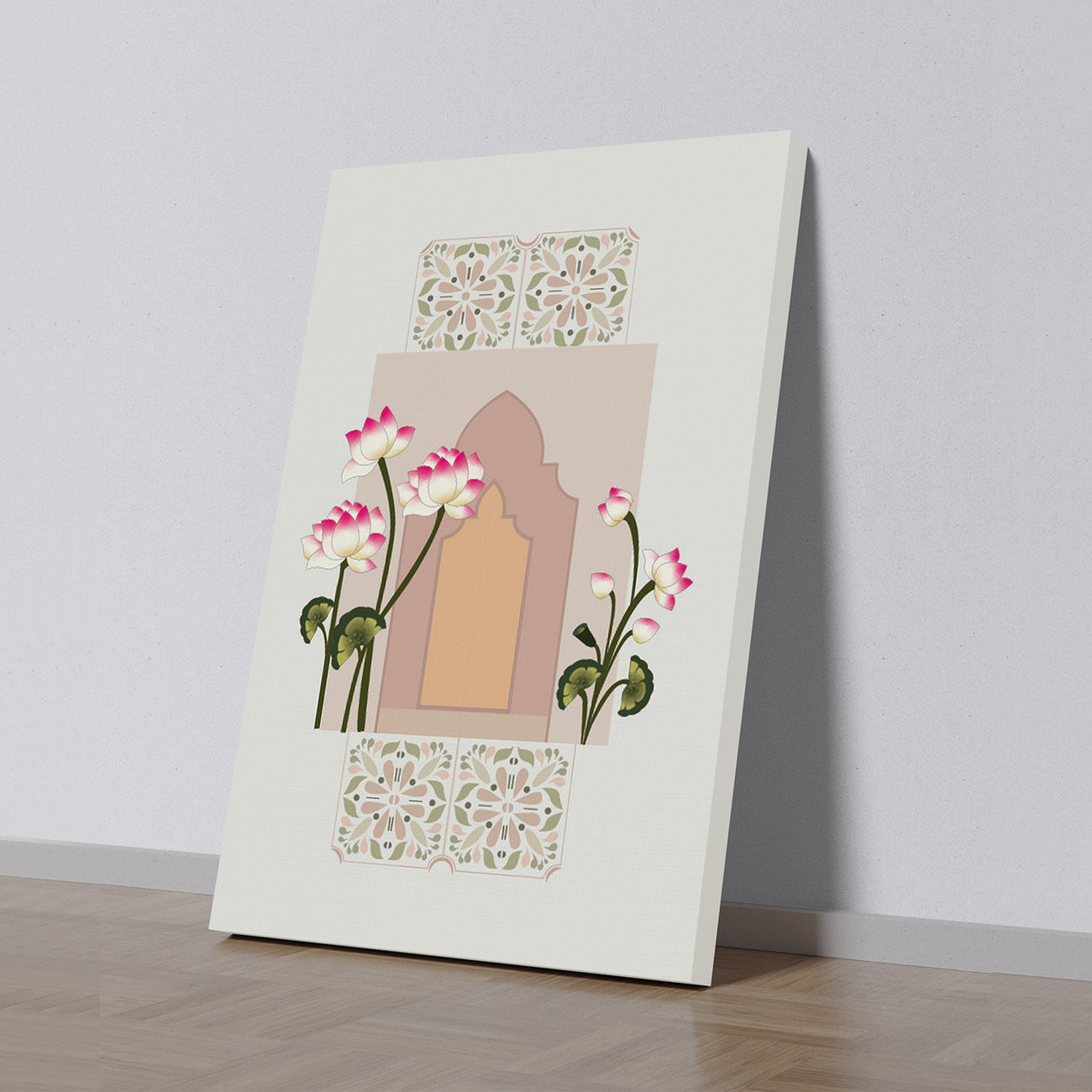 Tranquil Door and Floral Canvas Art Printed Wall Painting