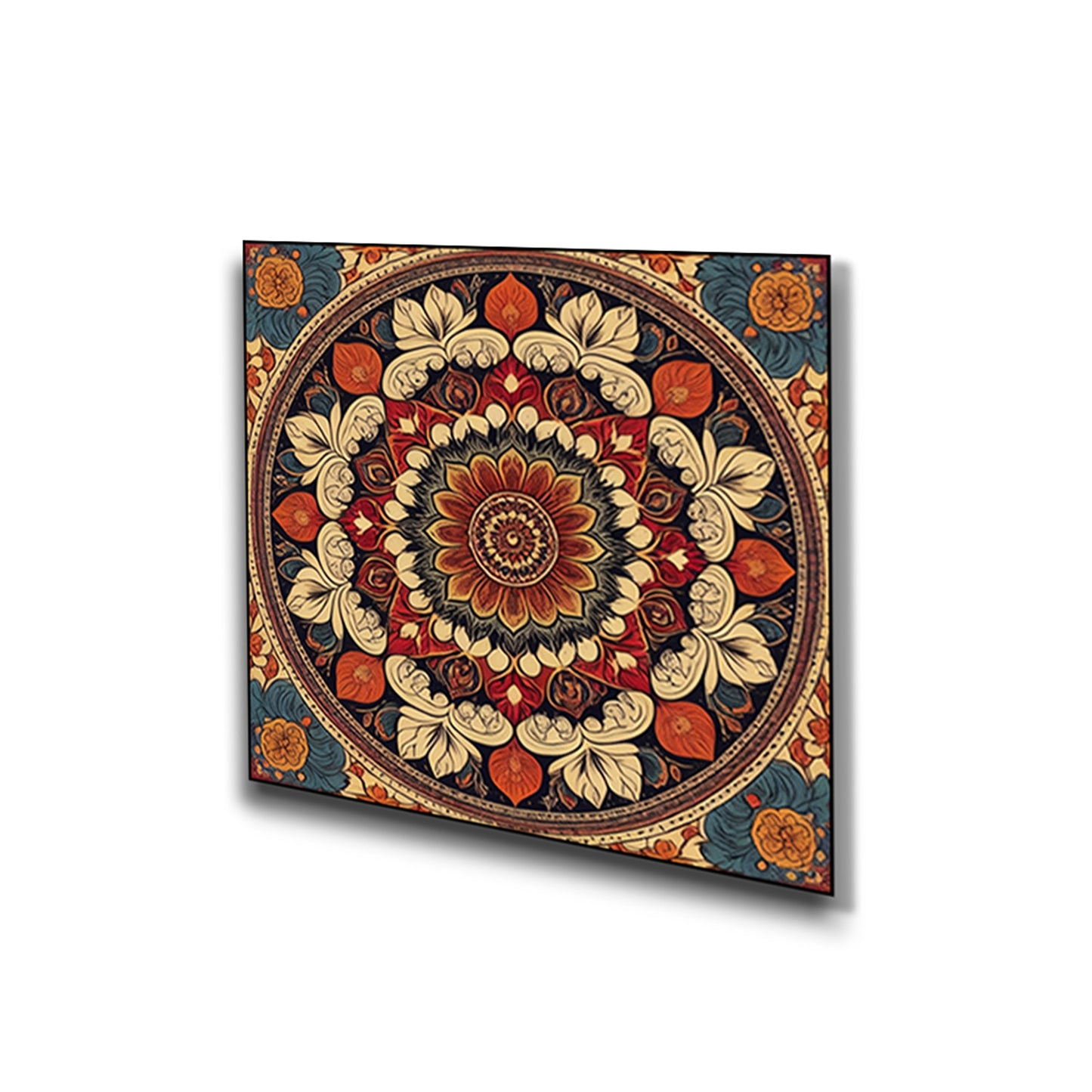 Traditional Floral Circle Canvas Collection Printed Set of 4 Wall Painting
