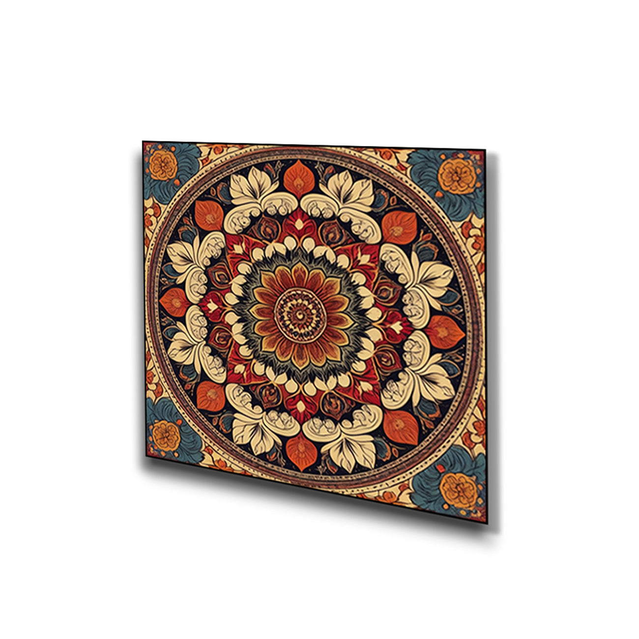 Traditional Floral Circle Canvas Collection Printed Set of 4 Wall Painting