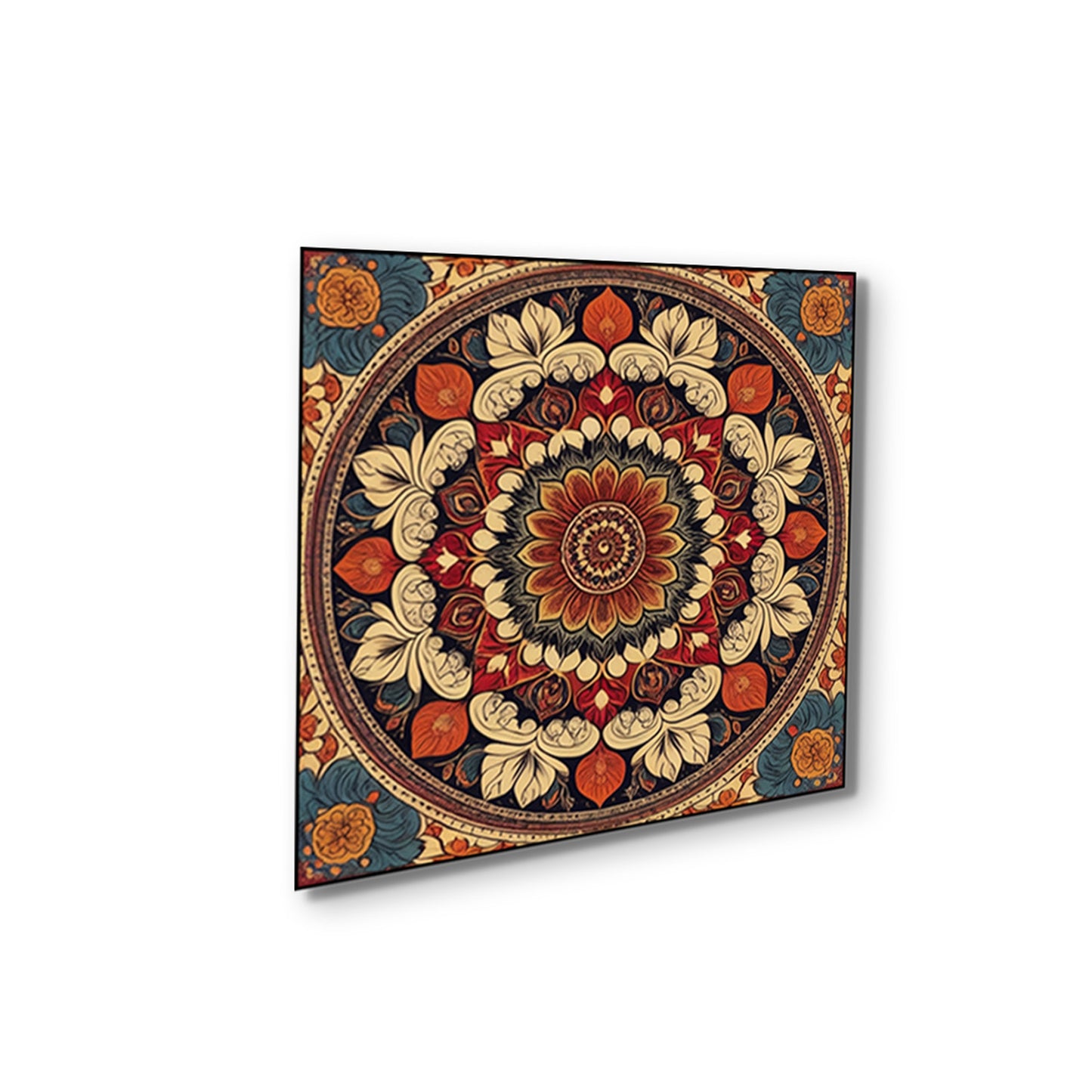 Traditional Floral Circle Canvas Collection Printed Set of 4 Wall Painting