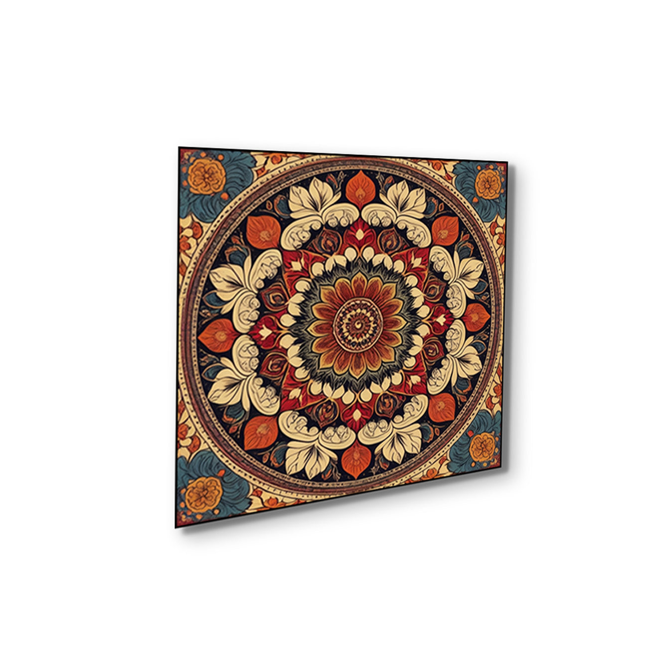 Traditional Floral Circle Canvas Collection Printed Set of 4 Wall Painting